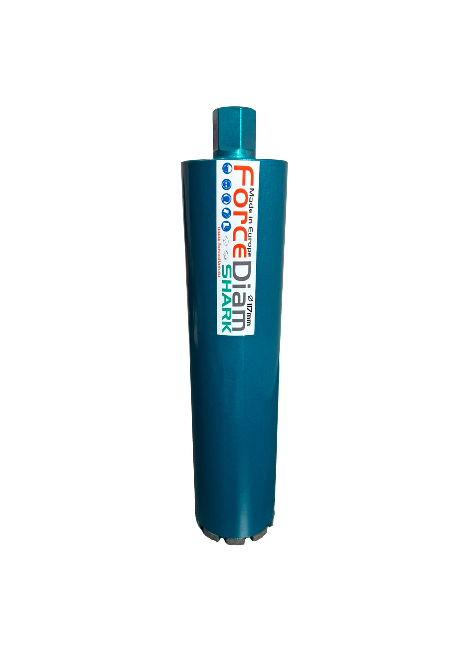 ForceDiam Shark 117mm white bg Carotă diamantată pentru beton ForceDiam SHARK Ø117 mm
